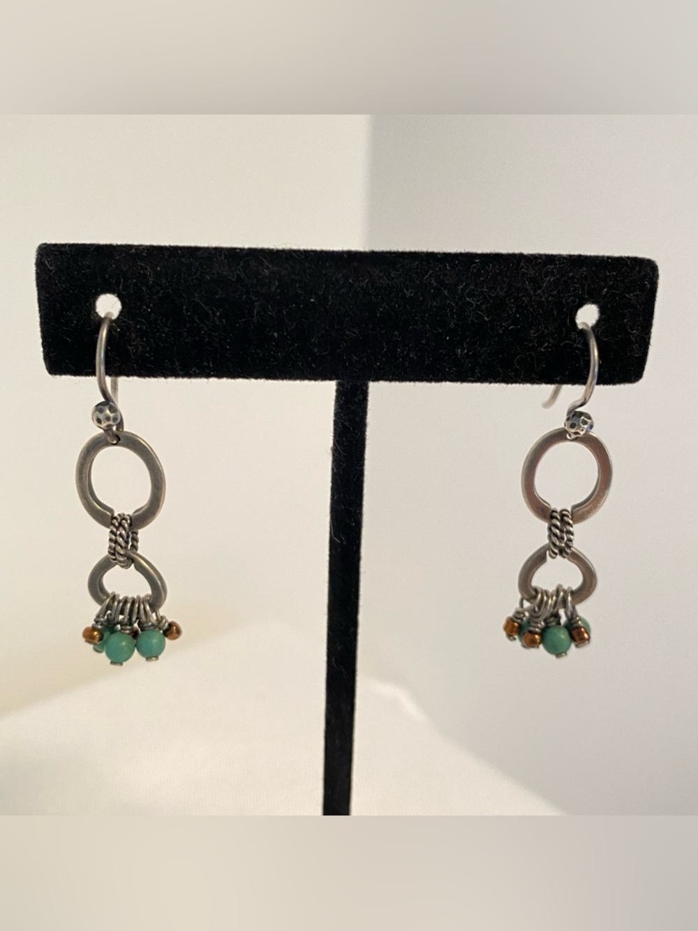 Silpada Howlite Bronze Bead Sterling Silver Dangle Pierced Earrings